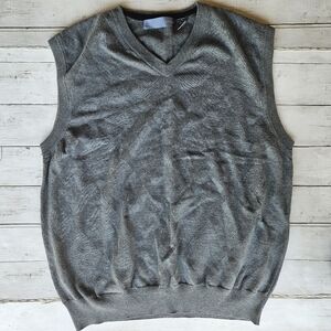 Oscar De La Renta Mens Size XL Gray Vest Sweater Argyle Diamond Pattern Cotton